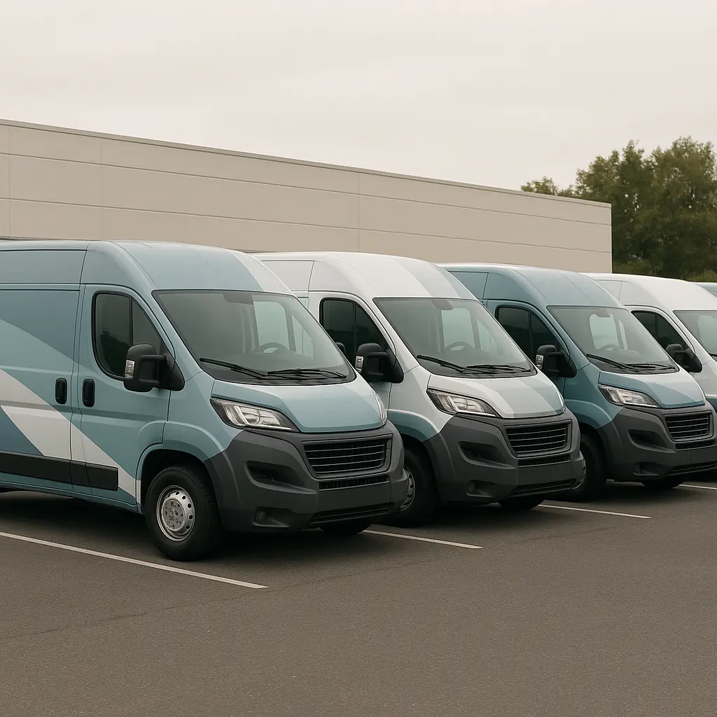 Flotte von Fahrzeugen mit abgestimmten Folierungen