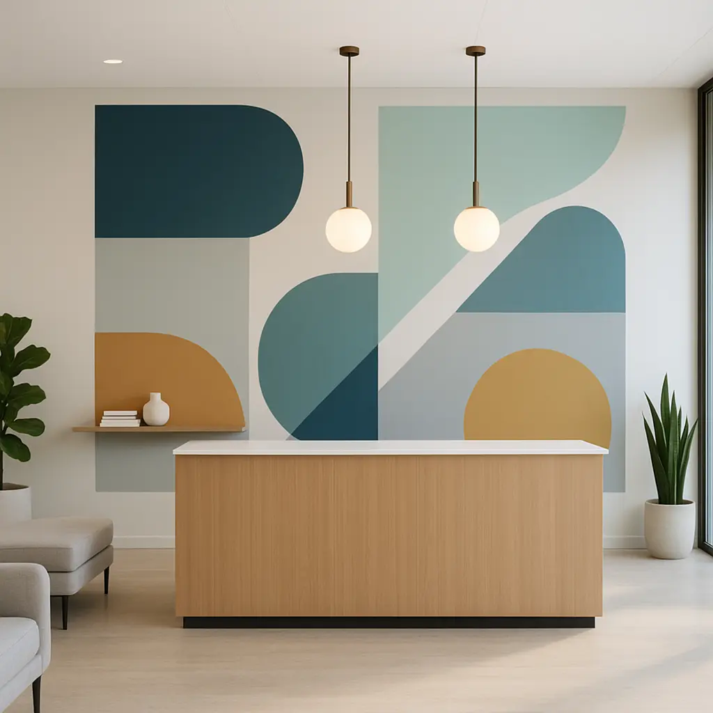 Büroempfang mit Branding-Elementen