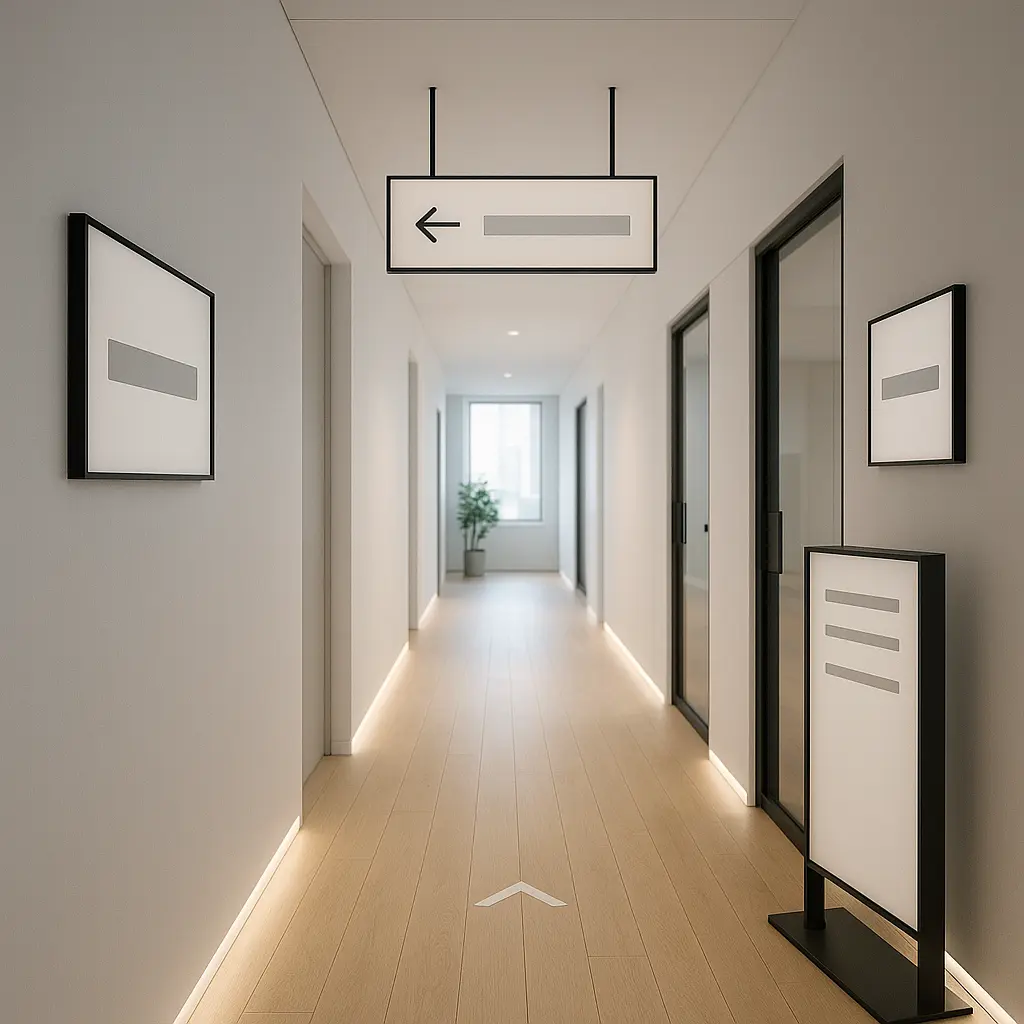 Innenraum-Wegführung in modernem Büro