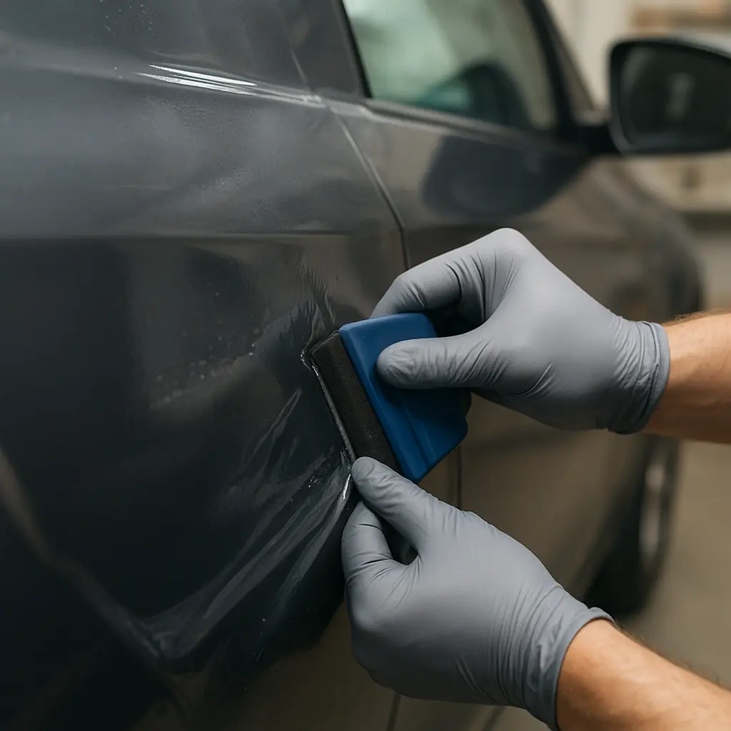 Anbringen von Vinylfolie am Fahrzeug